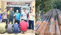 4 Pria Tertangkap Tangan Cabut 13 Batang Tiang Jaringan di Desa Paku
