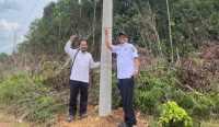 Gandeng PLN dan BPL, Yus Tinjau Pemasangan Tiang Listrik di Dusun Pinang