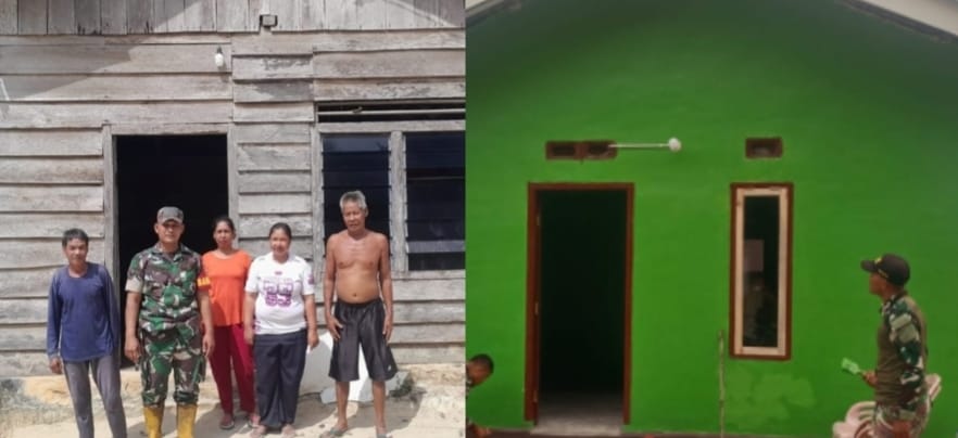Satgas TMMD ke-27 Bersama Warga Finishing RLTH di Desa Penutuk