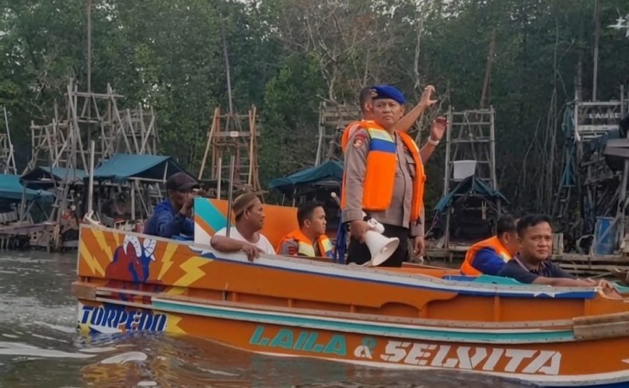 Sidak Tambang Ilegal di DAS Kampak, Polairud Bangka Barat Pastikan Lokasi Steril